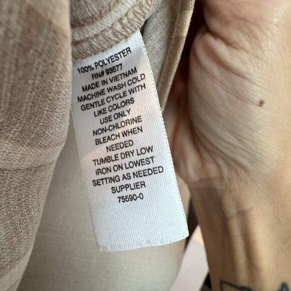 Worthington size extra large shift dress short sleeve balloon tan beige vertical - Picture 7 of 7